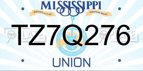 TZ7Q276 Mississippi License Plate