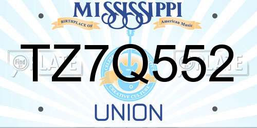 TZ7Q552 Mississippi License Plate