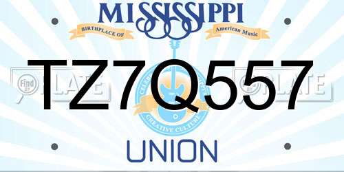 TZ7Q557 Mississippi License Plate