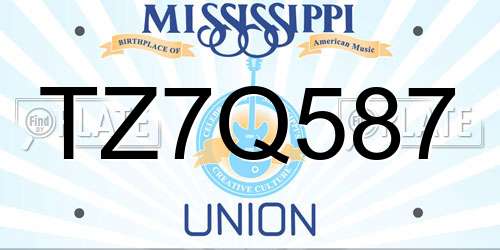 TZ7Q587 Mississippi License Plate