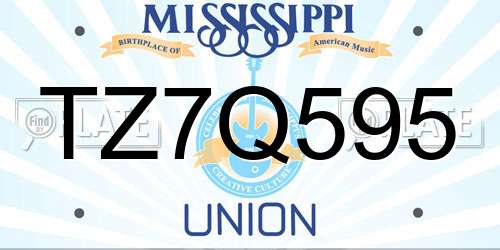 TZ7Q595 Mississippi License Plate
