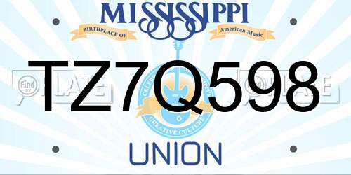TZ7Q598 Mississippi License Plate