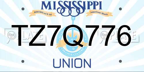 TZ7Q776 Mississippi License Plate