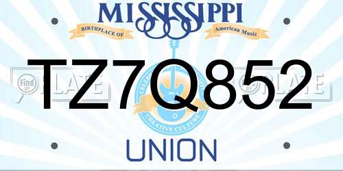 TZ7Q852 Mississippi License Plate