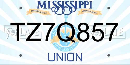 TZ7Q857 Mississippi License Plate