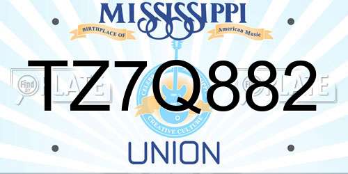 TZ7Q882 Mississippi License Plate