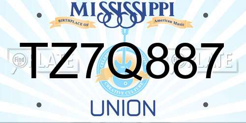TZ7Q887 Mississippi License Plate