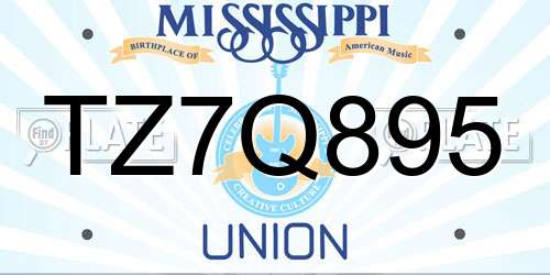 TZ7Q895 Mississippi License Plate