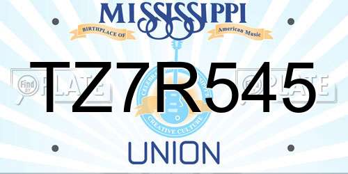 TZ7R545 Mississippi License Plate