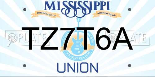 TZ7T6A Mississippi License Plate