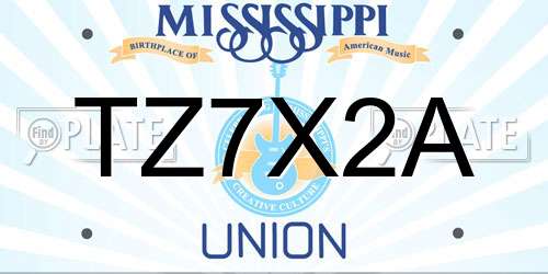 TZ7X2A Mississippi License Plate