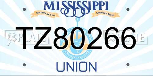 TZ80266 Mississippi License Plate