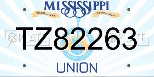 TZ82263 Mississippi License Plate