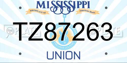 TZ87263 Mississippi License Plate