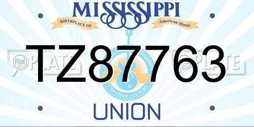 TZ87763 Mississippi License Plate