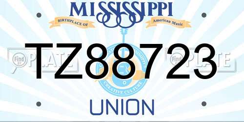 TZ88723 Mississippi License Plate