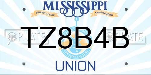 TZ8B4B Mississippi License Plate