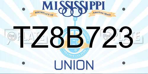 TZ8B723 Mississippi License Plate