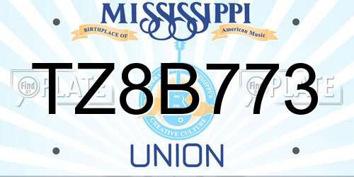 TZ8B773 Mississippi License Plate