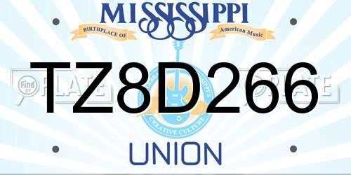 TZ8D266 Mississippi License Plate