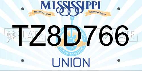 TZ8D766 Mississippi License Plate