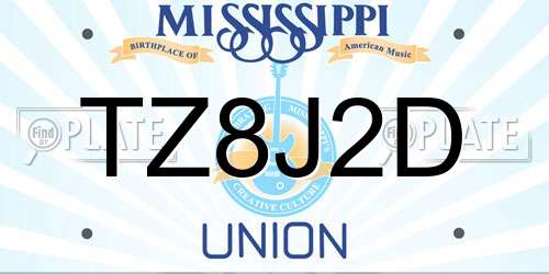 TZ8J2D Mississippi License Plate