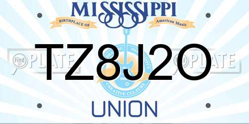 TZ8J2O Mississippi License Plate