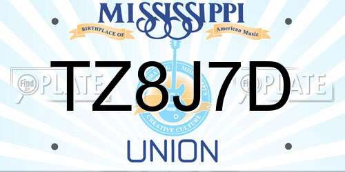 TZ8J7D Mississippi License Plate