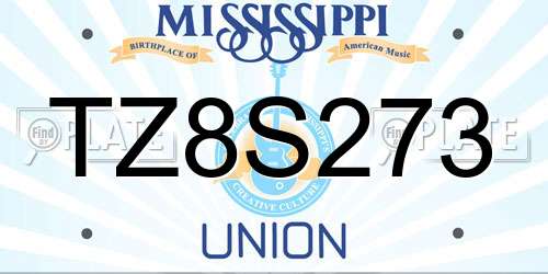 TZ8S273 Mississippi License Plate