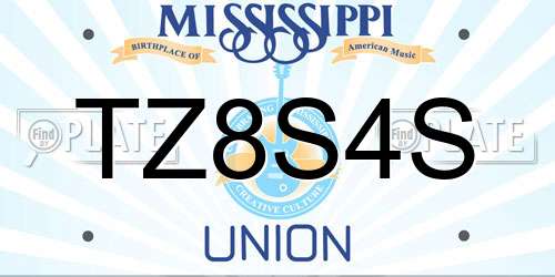 TZ8S4S Mississippi License Plate