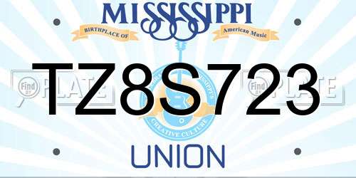 TZ8S723 Mississippi License Plate