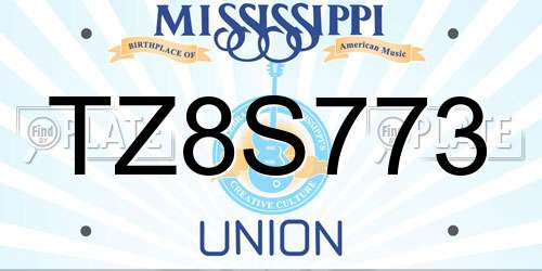 TZ8S773 Mississippi License Plate