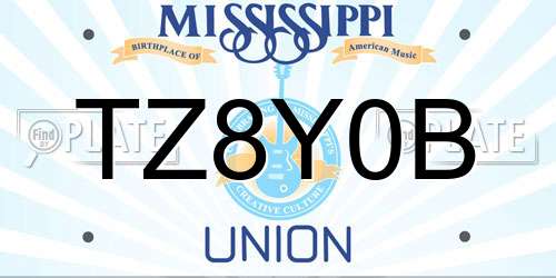 TZ8Y0B Mississippi License Plate