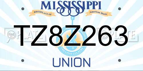 TZ8Z263 Mississippi License Plate