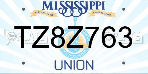 TZ8Z763 Mississippi License Plate