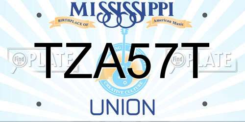 TZA57T Mississippi License Plate