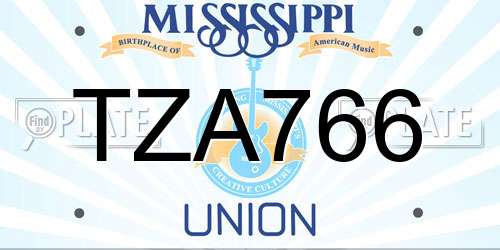 TZA766 Mississippi License Plate