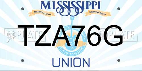 TZA76G Mississippi License Plate