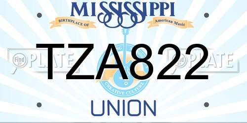 TZA822 Mississippi License Plate