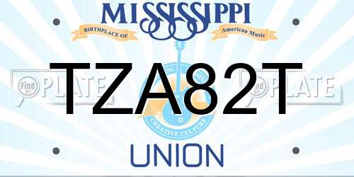 TZA82T Mississippi License Plate