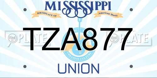 TZA877 Mississippi License Plate