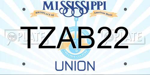 TZAB22 Mississippi License Plate