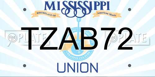 TZAB72 Mississippi License Plate