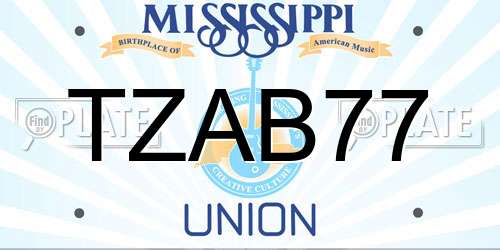 TZAB77 Mississippi License Plate