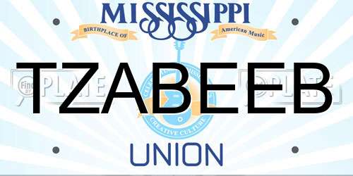 TZABEEB Mississippi License Plate