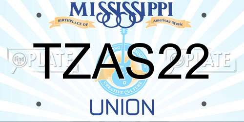 TZAS22 Mississippi License Plate