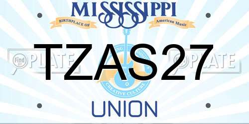 TZAS27 Mississippi License Plate