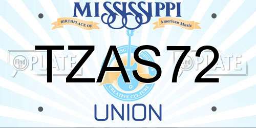 TZAS72 Mississippi License Plate