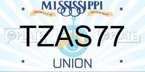 TZAS77 Mississippi License Plate