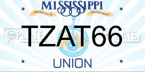 TZAT66 Mississippi License Plate